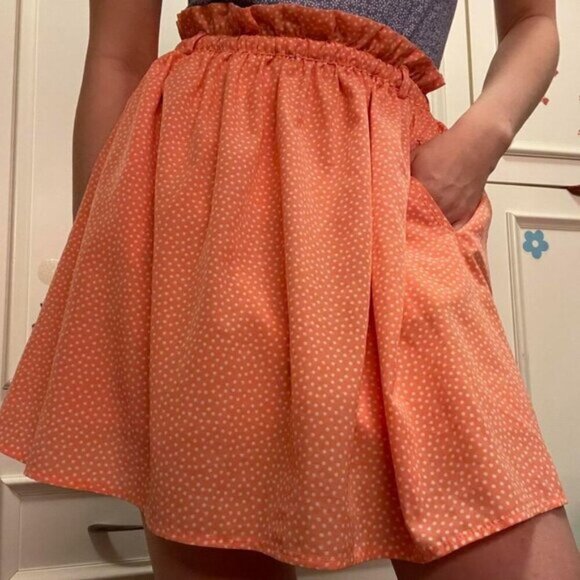 Forever 21 Polka Dot Skater Skirt Orange - S - Picture 10 of 12